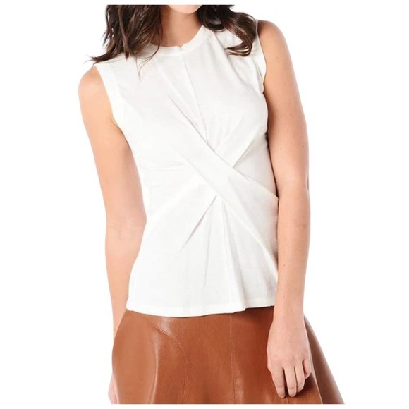 Rebecca Taylor Top Wool Twist Wrap Front Sleeveless Cream White Small - Picture 1 of 11